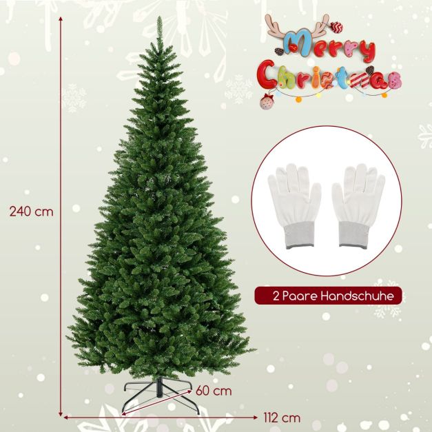 240 cm Knstlicher Weihnachtsbaum mit Beleuchtung fr 270 Ecke Kunstbaum  Weihnachten fr Zuhause Grn - Costway