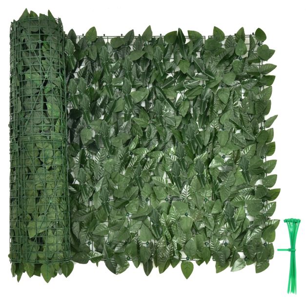 300 x 100 cm Knstliches Pflanzenwand Efeublttern Sichtschutz  Heckenpflanze Windschutz - Costway