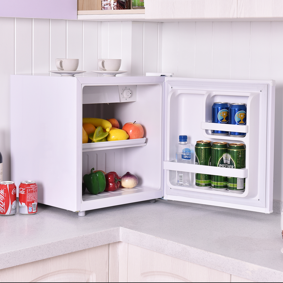 Costway Mini Kühlschrank mit Gefrierfach Kühl-Gefrier-Kombination F 46L