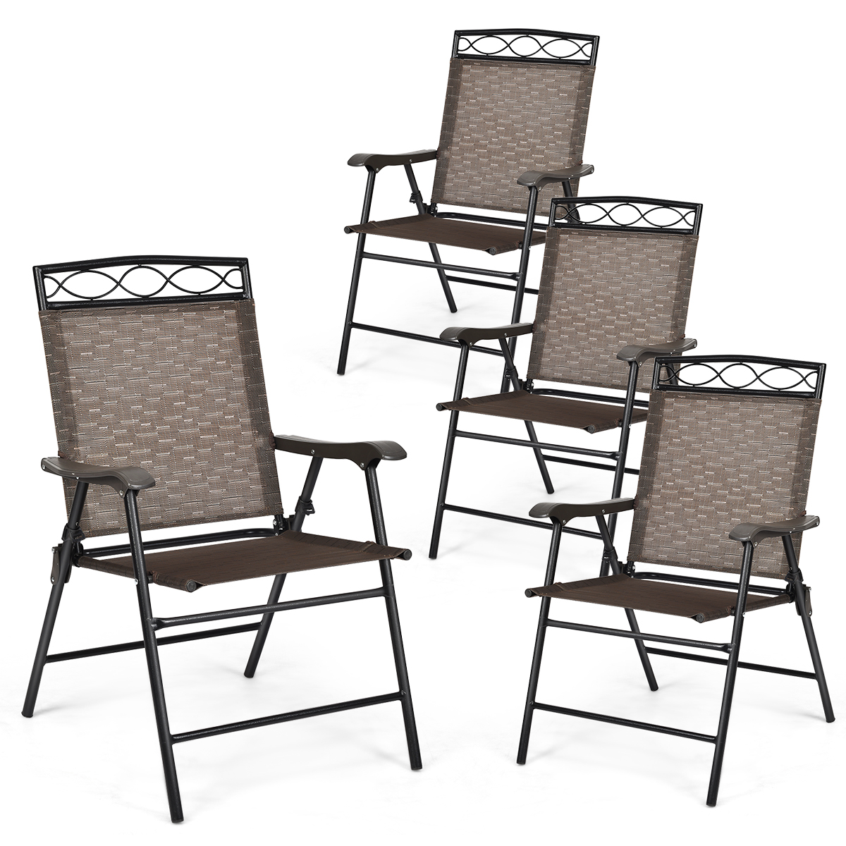 Klappstuhl 4er Set weiß Terrassenmöbel faltbarer Stuhl Campingstuhl klappbar 